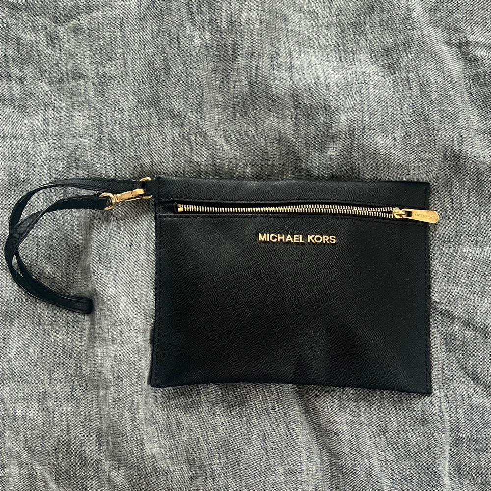 Michael Kors Black Pouch with Gold Details